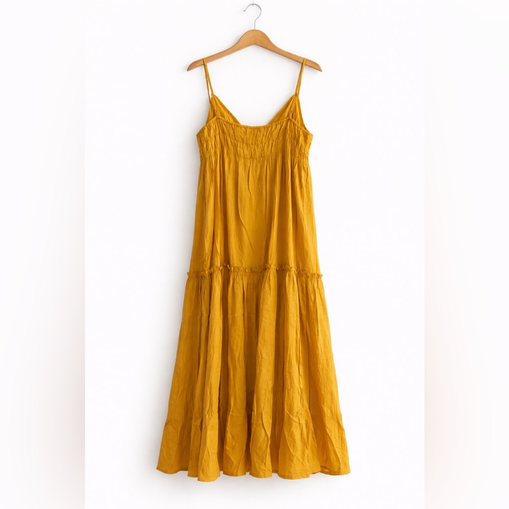 Sleeveless Tiered Maxi Dress in Mustard